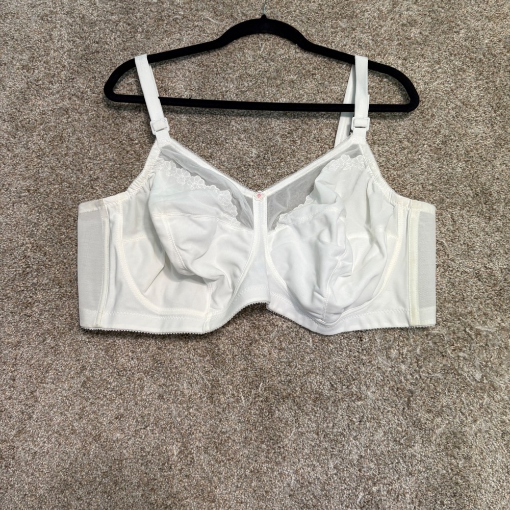 Goddess Soft Touch Bra Womens 52DD White Full Coverage Non-Wired Lace 304 Floral